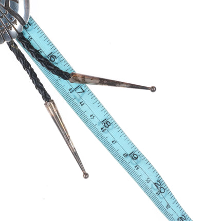 70's-80's Tommy Singer Navajo sterling silver turquoise bolo tie overlay style