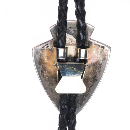 JK Southwestern sterling silver chalcedony agate bolo tie arrowhead form
