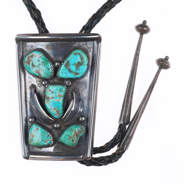 c1960 c-31 Navajo sterling silver 5 stone turquoise bolo tie