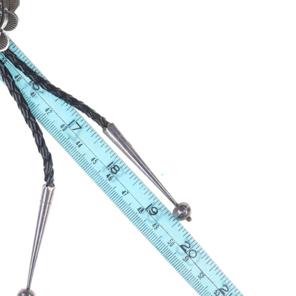 1980's Vintage Clem Nalwood Navajo nicely stamped sterling silver bolo tie