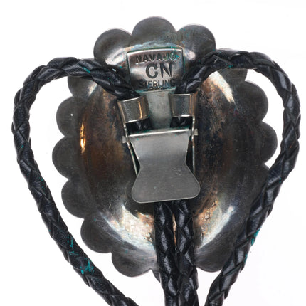1980's Vintage Clem Nalwood Navajo nicely stamped sterling silver bolo tie