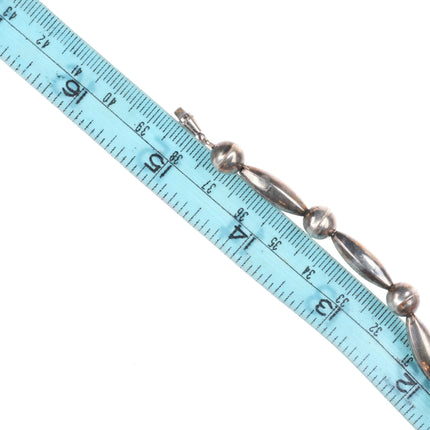 15" & 17" 2 1970's Vintage Navajo sterling silver turquoise/chip inlay necklaces