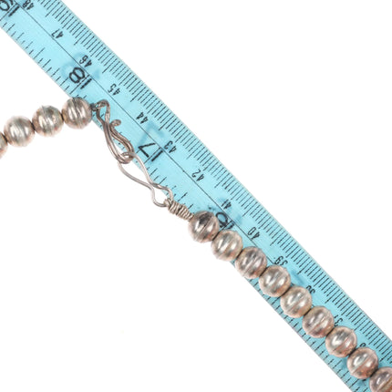 15" & 17" 2 1970's Vintage Navajo sterling silver turquoise/chip inlay necklaces