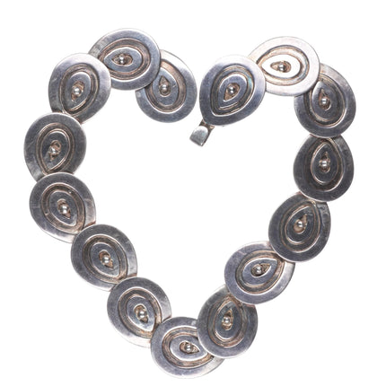 16" 1940's Taxco Art Deco Sterling silver Mexican Disks necklace