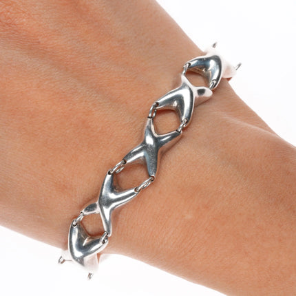 6.5" & 16.25" Retro Mexican sterling silver X's Necklace/bracelet set