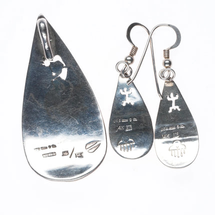 TC Cast Southwestern sterling silver 14k gold pendant/earrings set rug/caves