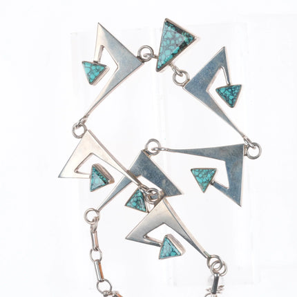 Nusie Henry Belon Navajo Modernist sterling silver turquoise necklace/earrings