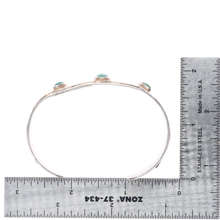 6.75" 1930 Fred Harvey Snake turquoise eyes Navajo sterling silver cuff bracelet