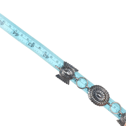 41" Oscar Alexius Navajo hand stamped sterling silver link concho belt/hatband