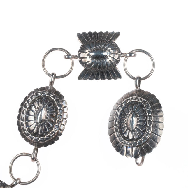 41" Oscar Alexius Navajo hand stamped sterling silver link concho belt/hatband