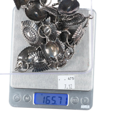 41" Oscar Alexius Navajo hand stamped sterling silver link concho belt/hatband