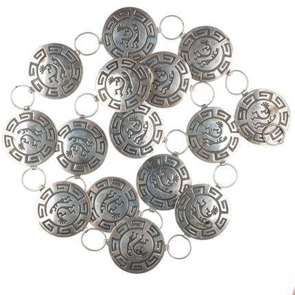 43" Navajo Overlay Kokopelli flute player Sterling silver link concho belt