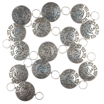 43" Navajo Overlay Kokopelli flute player Sterling silver link concho belt