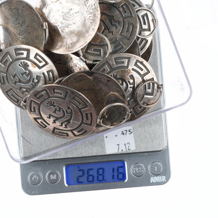 43" Navajo Overlay Kokopelli flute player Sterling silver link concho belt