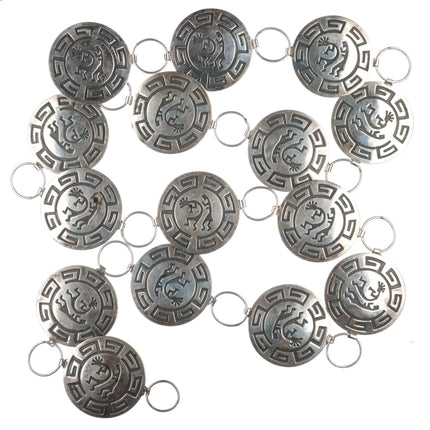 43" Navajo Overlay Kokopelli flute player Sterling silver link concho belt