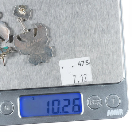 B Wallace Zuni sterling silver channel inlay thunderbird dangle earrings