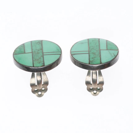 Ray Tracey Knifewing Navajo sterling silver turquoise channel inlay earrings