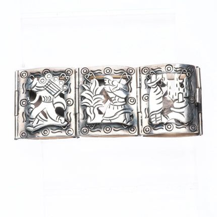 7" 1940's Fun Iguala Mexican sterling silver storyteller link bracelet