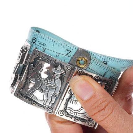 7" 1940's Fun Iguala Mexican sterling silver storyteller link bracelet