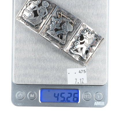 7" 1940's Fun Iguala Mexican sterling silver storyteller link bracelet