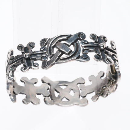 7" c1960's Mexican sterling silver modernist link bracelet
