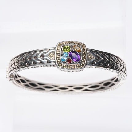 sz7 Effy Sterling Silver/18K Gold Multi Gemstone Bangle, Ring, earrings, pendant