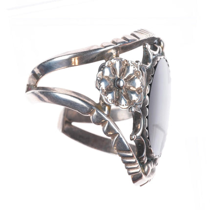 6.5" large c1962 Nelson Vandever Navajo sterling silver onyx cuff bracelet