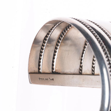 6.75" Vintage Tahe Navajo sterling silver wide band twisted wire cuff bracelet