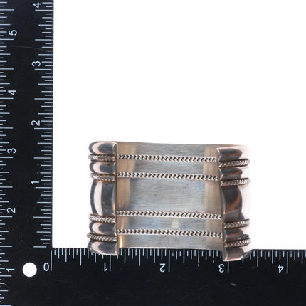 6.75" Vintage Tahe Navajo sterling silver wide band twisted wire cuff bracelet