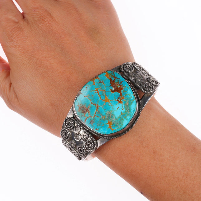 6.65" 1950's Navajo high grade Royston turquoise sterling silver cuff bracelet