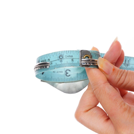 6.5" BB Zuni sterling silver turquoise curved needlepoint cuff bracelet