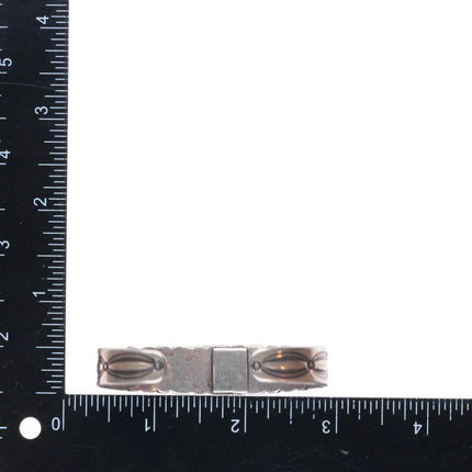 6.2" 20's-30's Navajo turquoise row cuff bracelet sterling silver stamped sides