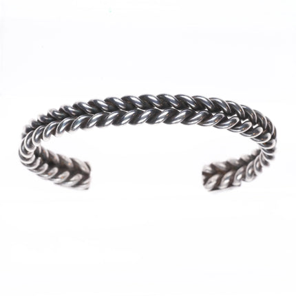 5.9" Navajo twisted sterling silver wire turquoise terminals cuff bracelet
