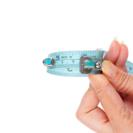 5.9" Navajo twisted sterling silver wire turquoise terminals cuff bracelet