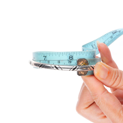 8" Tahe Navajo & Mexican sterling silver retro bangle bracelets