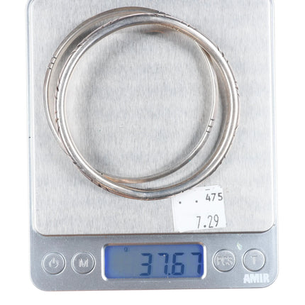 8" Tahe Navajo & Mexican sterling silver retro bangle bracelets