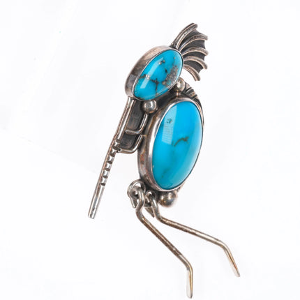 Vintage Navajo sterling silver high grade turquoise Kokopelli pendant/pin