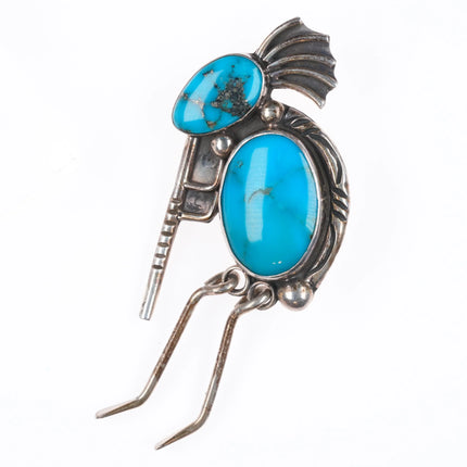 Vintage Navajo sterling silver high grade turquoise Kokopelli pendant/pin