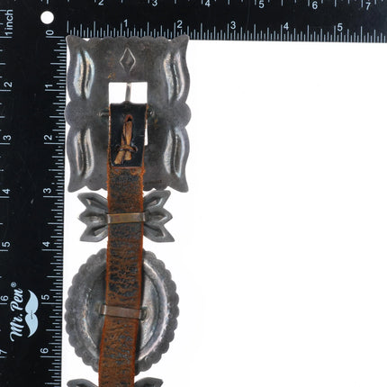 36" 40's-50's Navajo hand stamped sterling silver butterfly concho belt