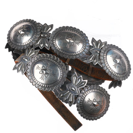 36" 40's-50's Navajo hand stamped sterling silver butterfly concho belt