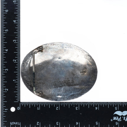 Large Vintage 1960's-70's Navajo kingman turquoise belt buckle sterling silver