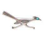 Large vintage Navajo sterling silver roadrunner pin/brooch w/ turquoise eye