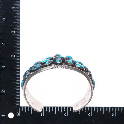 7"  1970's J Spencer Navajo Vintage high grade turquoise cluster cuff bracelet