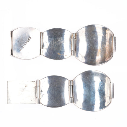 Vintage Wayne Silvers Navajo sterling silver inlaid fancy watch band chip inlay