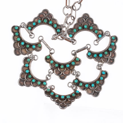 14.5" Vintage Zuni snake eye turquoise sterling silver link necklace