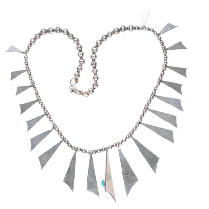16.5" Alice Platero Navajo modernist sterling silver turquoise beaded necklace