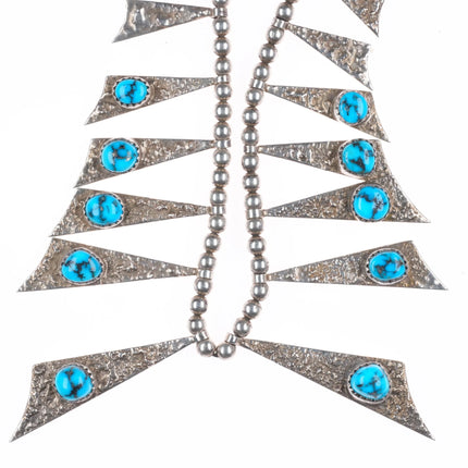 16.5" Alice Platero Navajo modernist sterling silver turquoise beaded necklace