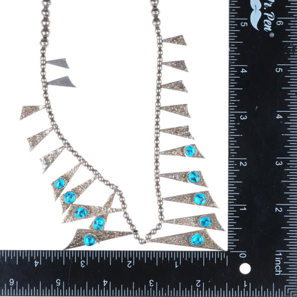 16.5" Alice Platero Navajo modernist sterling silver turquoise beaded necklace