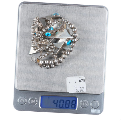 16.5" Alice Platero Navajo modernist sterling silver turquoise beaded necklace