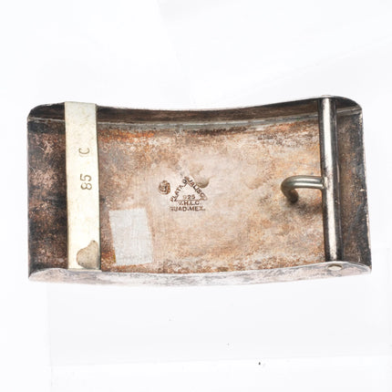 Vintage Aztec/Mayan style Mexican sterling silver/mother of pearl belt buckle